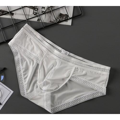 NEW Mens Elastic Briefs Shorts Underwear Ultra-Thin Breathable Briefs Cueca Ice Silk Low Waist Soft Underpants