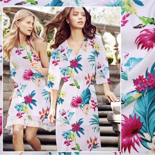 Silk Crepe De Chine Fabric Breathable Mulberry Silk Fresh Color Shirt Dress Fabrics Culottes Big Skirt Nightdress Sewing