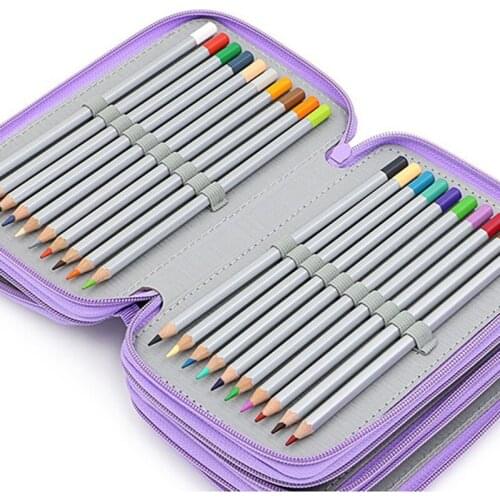 Slots Pencil Case Handy 4 Layers Zipper Colored Pen Holder Bag Large Capacity 72 Slots for Makeup Brush Stationery GDeals