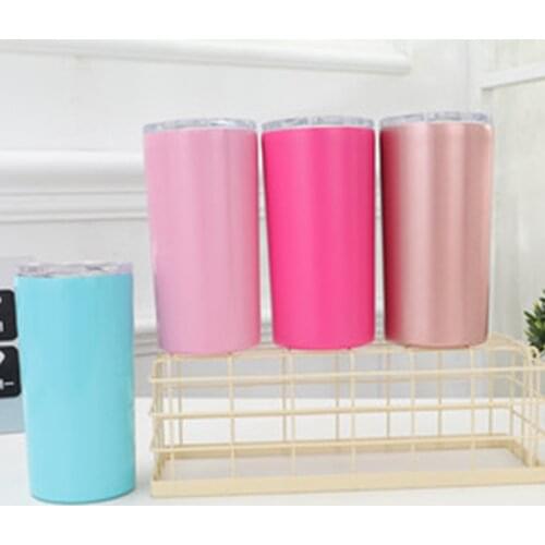 New Arrival Wholesale12oz Skinny Tumbler Double Wall Stainless Steel With Sealed Lid And Straw For Travel Water Cup Coffee Mugs