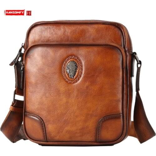 Messenger Bag Mens Shoulder Bag Casual Men Korean Small Fashion Back Pack Tide Brand Oblique Cross Bags Cowhide Leather New