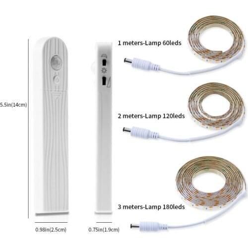 2M 3M Battery Powered Motion Sensor LED Strip Night light Under Bed lamp For Closet Wardrobe Cabinet Stairs Backlight Lighting