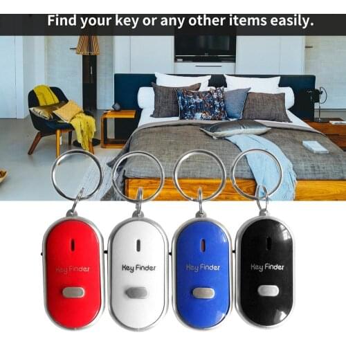 LED Whistle Key Finder Flashing Beeping Sound Control Alarm Anti-Lost Keyfinder Locator Tracker with Keyring