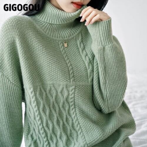 GIGOGOU Thick Warm Turtleneck Sweater For Women Pullover Sweaters 2021 Autumn Winter Knit Jumper Christmas Sweater Pull Femme