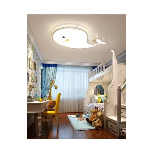 Creative whale boy and girl cartoon warm bedroom led childrens room study room ceiling lamp