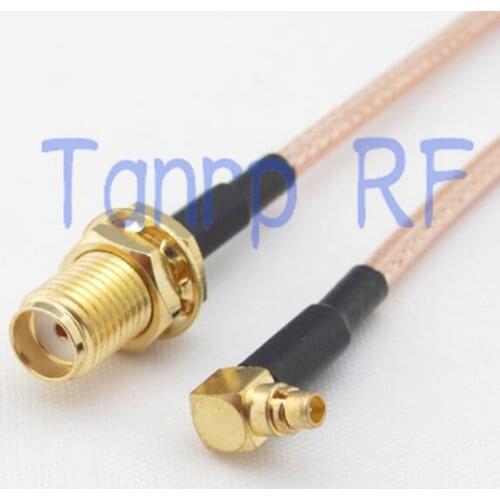 10pcs 6in MMCX male right angle to SMA female jack RF adapter connector 15CM Pigtail coaxial jumper cable RG316 extension cord