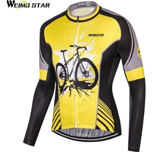 WEIMOSTAR 2021 Cycling Jersey Mtb Bicycle Clothing Bike Wear Clothes Long Sleeve Shirt Sportswear Maillot Black Yellow S-3XL