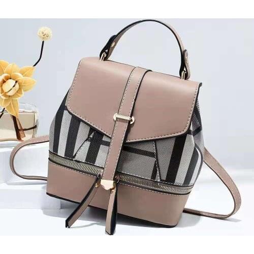 Lady Fashion Patchwork Small Pu Leather Backpacks 2021 Summer Girls Plaid Student Book Travel Backpack Hand Bags