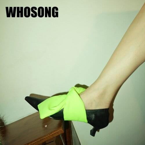 Women Pumps Bow Shoes Girls Brand Thin Heels Woman Pointed Toe Sexy Stiletto Shoes Ladies Shoes Female Fashion Black Shoes 2020