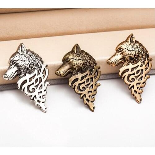 1 PCS Vintage Hollow Celt Wolf Badge Brooches Lapel Pin Shirt Suit Collar Punk Fashion Amulet Norse Viking Jewelry Gift For Men