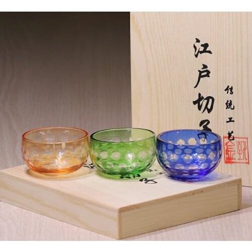 30ml Little Blue Hand Cut Crystal Tumbler Sake Glass Tumbler Shot Wine Cup