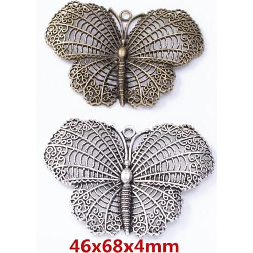 3 pieces of retro metal zinc alloy butterfly Pendant for DIY handmade jewelry necklace making 8140