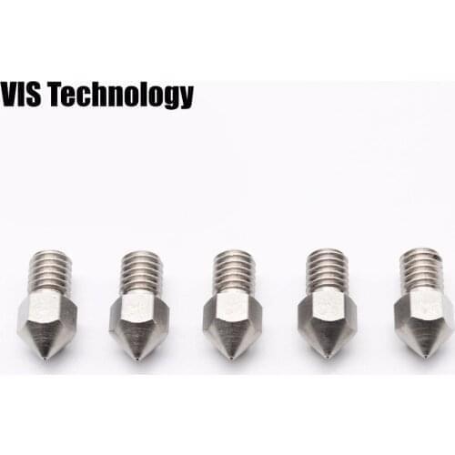 5pcs 3D printer nozzle Stainless Steel Nozzle 0.3/0.4/0.5/0.6/0.8mm M6 Screw Thread For 3.0mm Filament with high quality