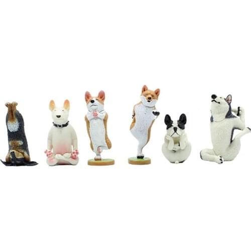 6Pcs Miniature Cartoon Dog Figurines Creative PVC Ornament Simulation Decor Display Mold Decoration Crafts