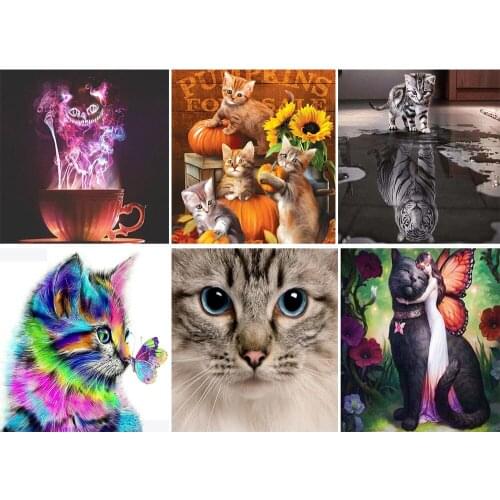 5D DIY Diamond Painting Cat Mosaic Full Round Square Display Embroidery Sale Cartoon Animal Cross Stitch Home Decoration TY793