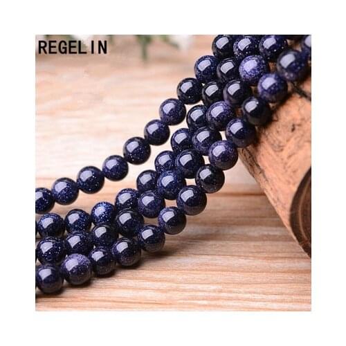 REGELIN Beads Wholesale 4mm 6mm 8mm 10mm 12mm 14mm Blue Quartz Green Aventurine Bead Loose Beads DIY Jewelry Findings