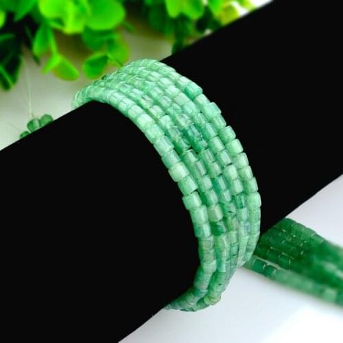 Natural stone green Dongling cylindrical loose beads 4x4m Semi-precious stones small beads Beads made necklace DIY bracelet 38cm