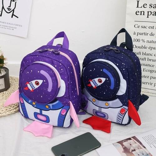 2020 Children Lovely 3D Cartoon Rocket Printed Backpack Lightweight Soft Breathable School Bookbag Satchel with Safety Leash