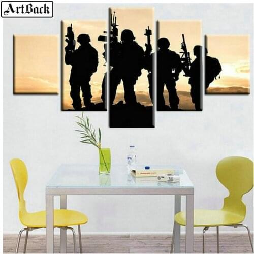 Hot 5 fight 5d diamond painting soldier picture for living room decoration full square drill mosaic 3d diamond embroidery kit