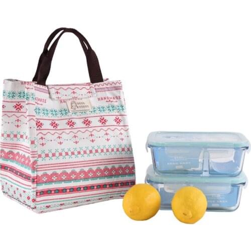 Leisure Canvas Buckle Lunch Bag Insulated Pack Drink Food Thermal Ice Cooler Bags Womens Kids Picnic Lunch Pouch Products 4L