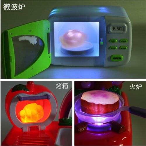 Children simulation microwave play toys electric kitchen with color lights dropshipping kitchen food kids kitchen set game Toys