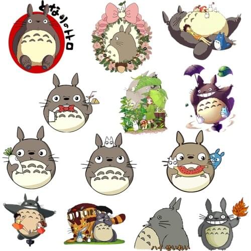 Kawaii My Neighbor Totoro Patch Iron on Heat Transfer Stickers For Kids Clothes T-shirt Iron-On Transfers Cartoon Vinyl Applique