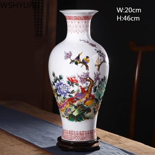 Ceramic antique vase china home decoration countertop vase new home gift wedding decoration landscape painting flower and bird