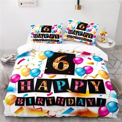 Colorful Balloons 6 Years Happy Birthday Bedding Set Twin Full Queen King Size Duvet Cover / Quilt Cover Set Home Textile Gift