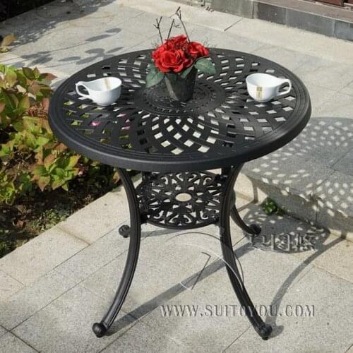 Cast aluminum table for garden chair Outdoor furniture durable with umbrellas holes