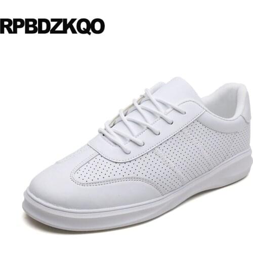 Comfort Designer Summer Fashion Hollow Out Solid 2021 Lace Up Trainers Men Shoes Casual Leather Breathable White Sneakers Skate