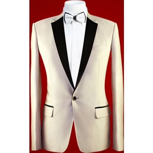 Custom MADE TO MEASURE men suit,BESPOKE Champagne men suits one button with black notch lapel(jacket+pants+tie+pocket squaure)