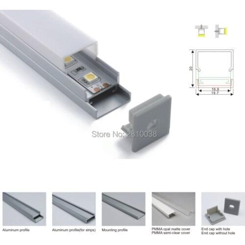 100 X 2M Sets/Lot Square type aluminum led profile extrusion and Al6063 T6 led strip aluminium profile for roof ceiling lamps