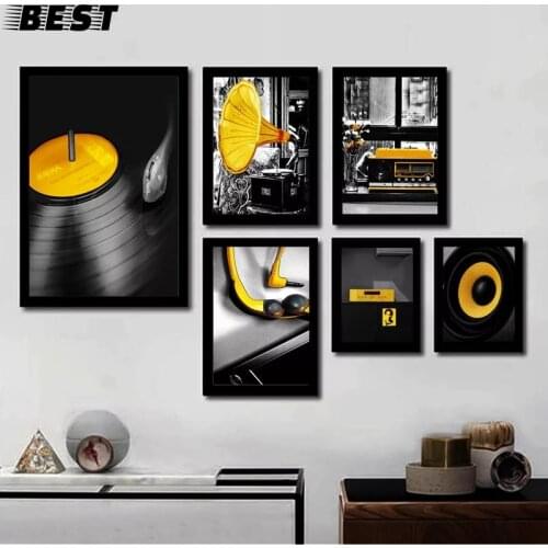 Nordic Canvas Painting Home Decor Wall Art Print Yellow Music Creative Picture Bedroom Living Room Poster Backdrop Art Painting