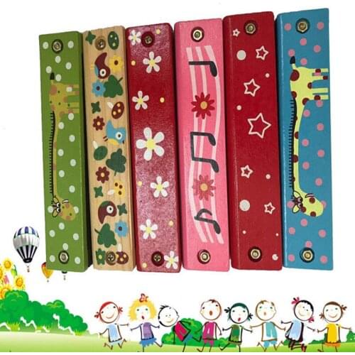 New Baby Wood Plastic 16 Holes Harmonica Baby Kids Musical Instrument Early Educational Toys Gifts Random Color