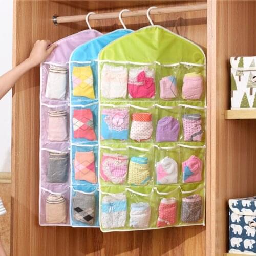 16 Pockets Socks Briefs Organizer Clothing Hanger Bags Home Storage for Closet Shoes Underpants Storage Wardrobe Hanging Holder