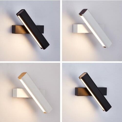 Nordic bedroom bedside simple modern corridor living room study rotary dimming reading led wood grain wall lamp