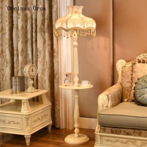 European-style palace luxury floor lamp living room Bedside Lamp Retro creative white LED tea table floor lamp