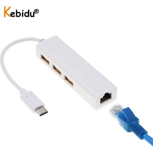 Kebidu USB3.1 RJ45 Ethernet Network LAN Adapter Type C Hub USB-C To RJ45 USB Cable for Macbook ThinkPad Samsung Laptop