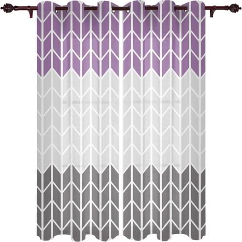 Geometric Purple Gray Modern Curtains for Living Room Luxury Window Treatments Bedroom Kitchen Curtains Drapes
