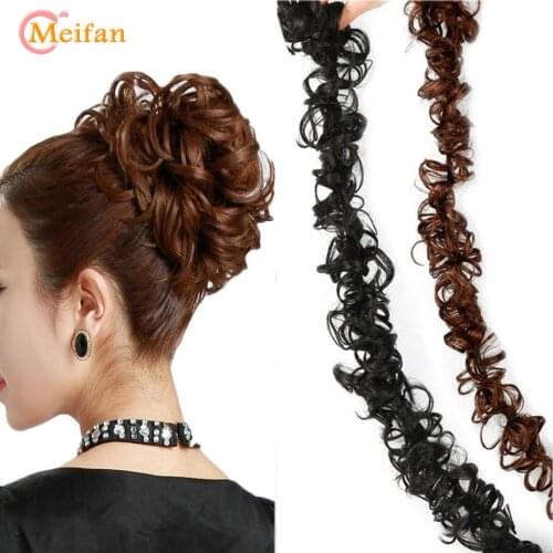MEIFAN Short Curly Chignon Hair Bun Elastic Rubber Band Drawstring Updo Hair Buns Synthetic Wig Clip In Ponytail Hair Extension