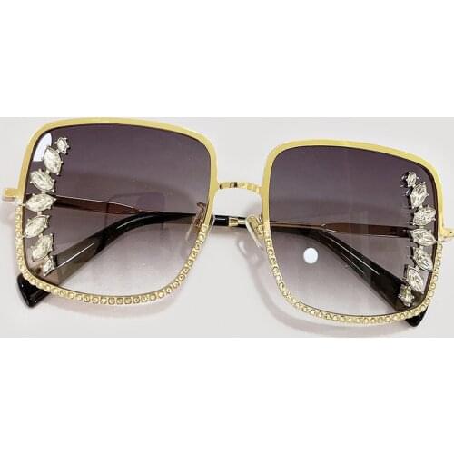 Retro Square Gradient Sunglasses Women Brand Designer Luxury Oversized Diamonds Sun Glasses UV400 Eyewear
