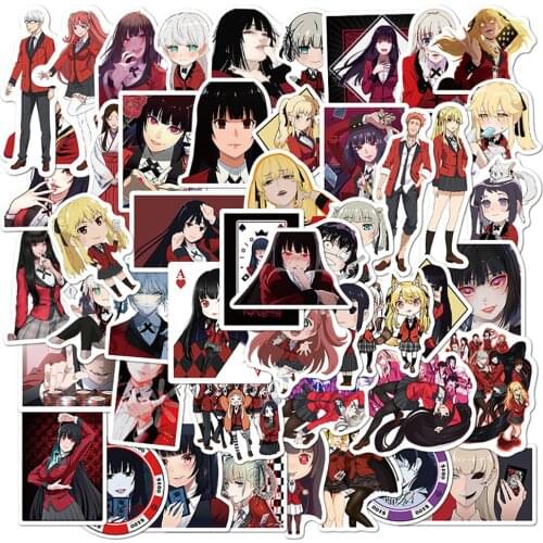 50PCS KAKEGURUI Anime Stickers DIY Skateboard Fridge Phone Guitar Travel Snowboard Motorcycle Luggage Decals Cartoon Sticker