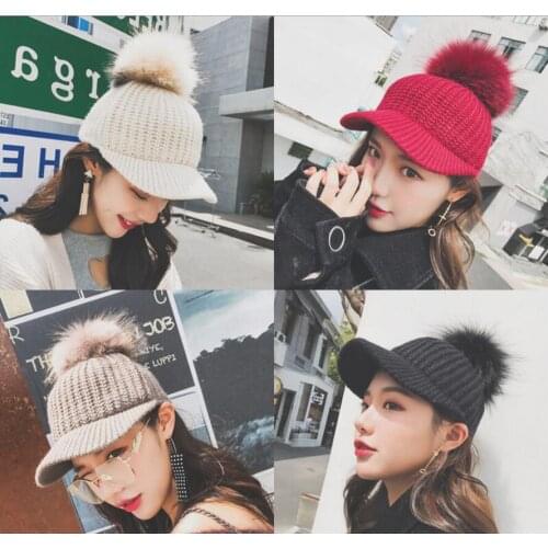 Korean version of student wool knitted wool cap Korean leisure autumn and winter warm duck tongue baseball cap champions
