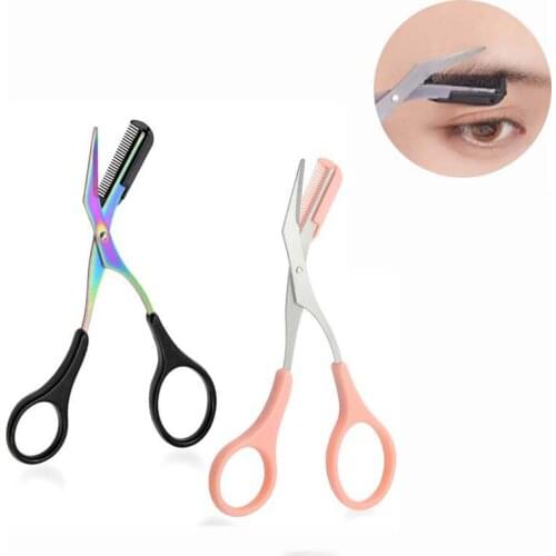 Eyebrow Trimmer Scissor with Comb Eyelash Hair Trimmer Color Titanium Facial Hair Removal Razor Removable Makeup Tools Remover