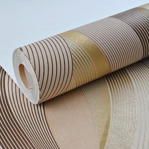 Metallic Gold Texture Wallpaper Roll Geometric Stripes Pattern Modern Fashion Vinyl Wall Paper Living Room