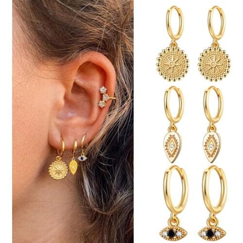 Bosnian style 14K Gold Filled Evil Eye CZ Dangle Earrings Top Quality Cubic Zircon Eye Earrings for Women Fashion Gift Jewelry