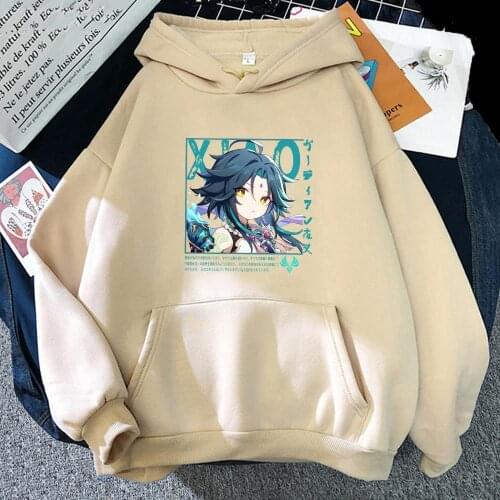 Harajuku Genshin Impact Xiao Women Hoodies Kawaii Cartoon Girl Graphic Cool Streetwear Fashion Long-Sleeved Casual Sweatshirts