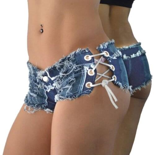 Women Sexy Jeans Denim Shorts New Summer Fashion Cotton Lace-up Sexy Super Mini Booty Shorts Hot Ladies Skinny Super Short Jeans