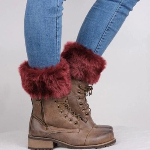 1 Pair High Quality New Women Winter Leg Warmers Lady Crochet Knit Fur Trim Leg Boot Socks Toppers Cuffs