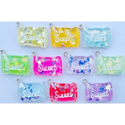 10 Lovely Resin Cartoon Shiny Candy Series Pendant Key Chain Pendant Necklace Pendant For DIY Decoration Accessories 049